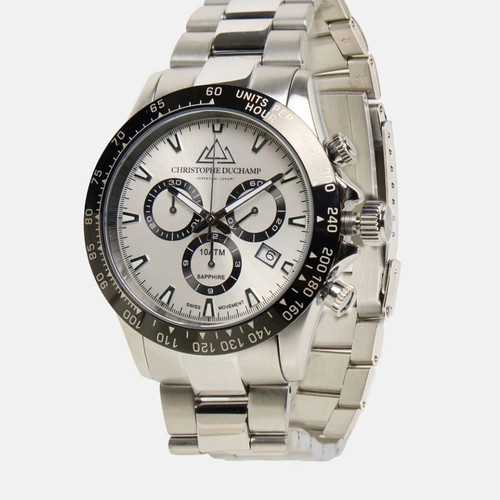 Christopher Duchamp Chronograph Watch new, silver stainless steel