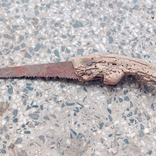 Little hand saw vintage used with wooden handle