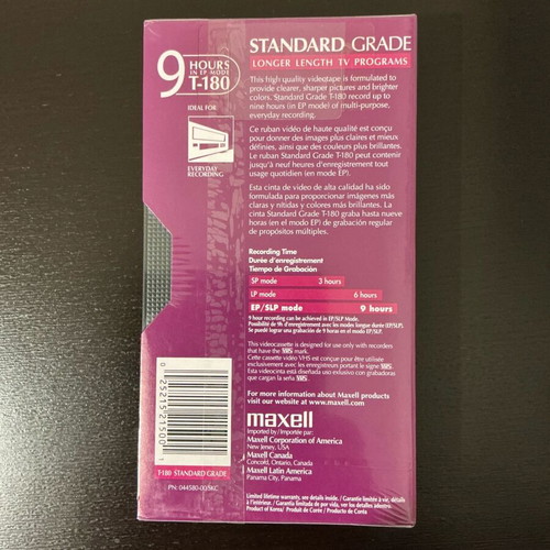 VHS Maxell 180M new, sealed, three-hour