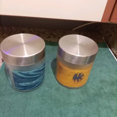 Two containers with silver lids 12 cm by Samios new