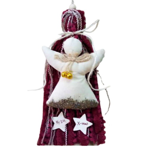 My 1st X-mas charm with fabric angel and handmade tassel