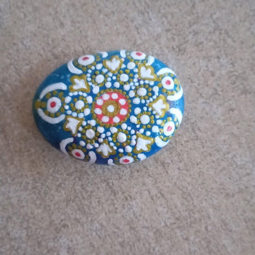 Hand-painted stone new with acrylic paint and varnish