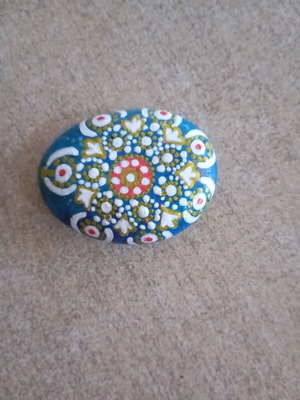 Hand-painted stone new with acrylic paint and varnish