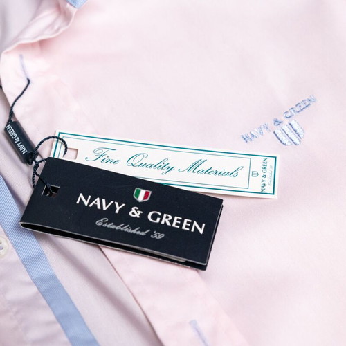 Navy & Green Light Pink Long-Sleeve Shirt, size S, 100% cotton