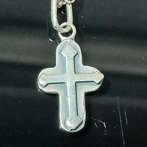 Silver cross with chain used, 925 chain, 950 cross