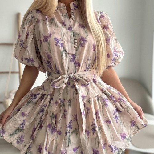 Lightweight silk dress new with lining and belt, sizes M/L