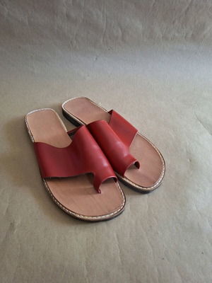 Leather slippers like new, Greek made, red size 40