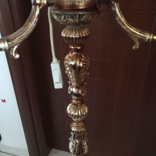 Floor lamp used, gold-bronze color, height 1.60 m