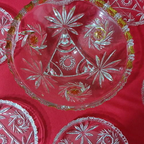 Walter glass crystal serving set used with small plates
