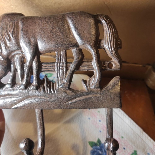 Cast iron Horses hanger 5 positions 36x13cm new