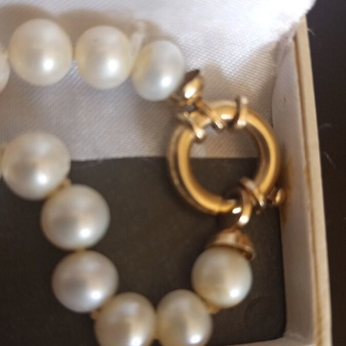 Pearl necklace with earrings 14k, like new, 24cm length