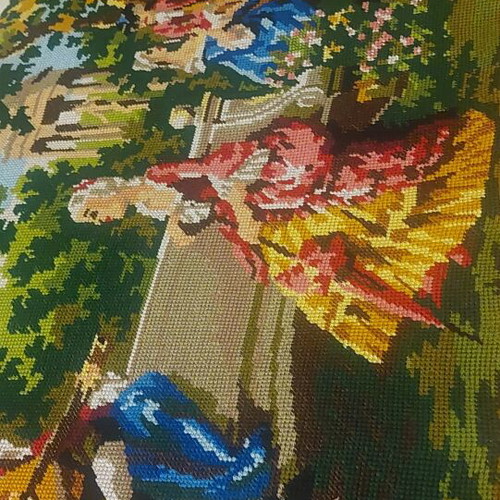 Handmade embroidered frame fully filled, dimensions 105x50