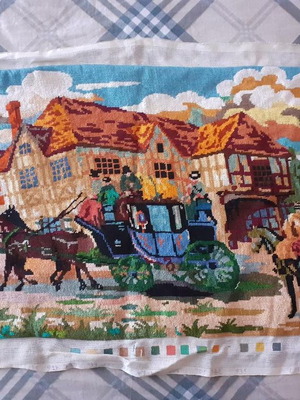Embroidered textile painting without frame