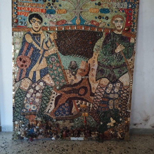 Handmade mosaic artwork with unique jewelry, new