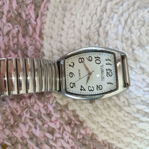 Women's silver watch used, stainless steel, elastic strap