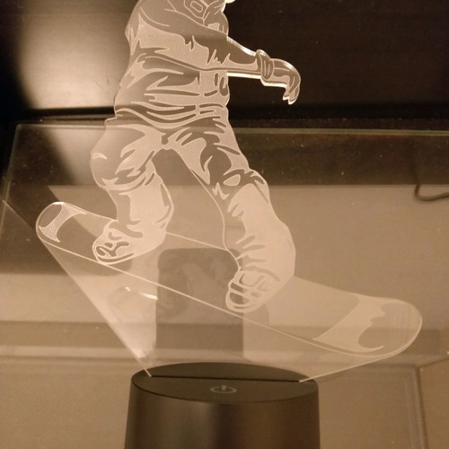 Snowboarder Led table lamp plexiglass used