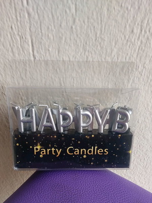 Κεράκια Happy Birthday ασημένια καινούργια για τούρτα