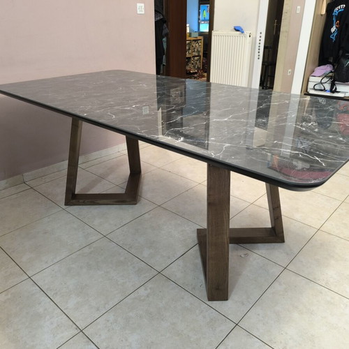 Mexil Luxury Dining Table with Ceramic Top and Solid Wood Legs like new 200x100x75