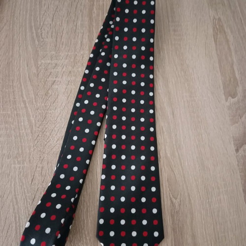 Tie like new, black with red and white polka dots