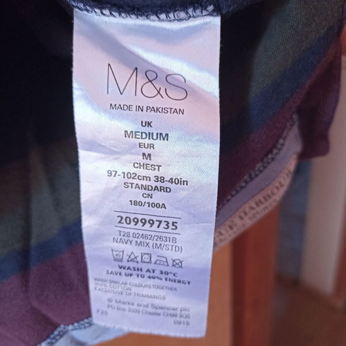 Blue Harbour (Marks & Spencer) long-sleeve striped shirt like new, size M