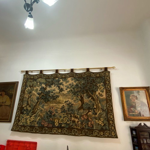 French antique tapestry used, large size with beautiful design