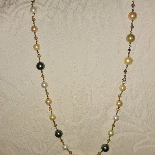 Handmade 925 Silver Set Necklace and Bracelet with Pearls New