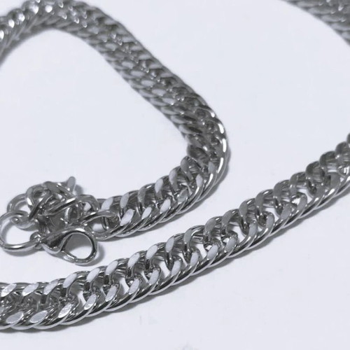Steel chain dense weave 50cm new, silver