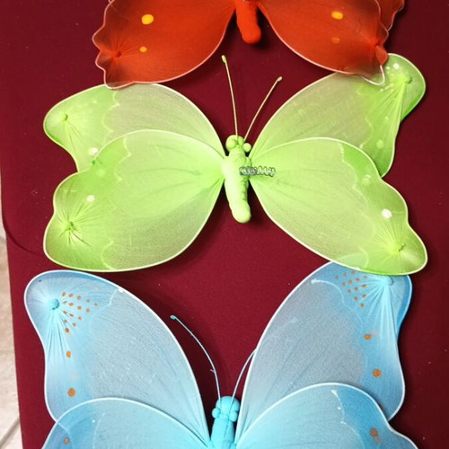 Decorative butterflies with double semi-transparent fabric wings