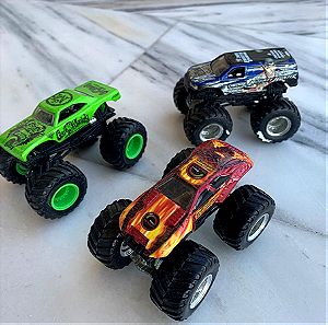 Αυτοκινητακια 3 monster trucks hot wheels
