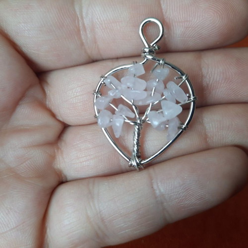 Tree of Life pendant with natural quartz crystal new
