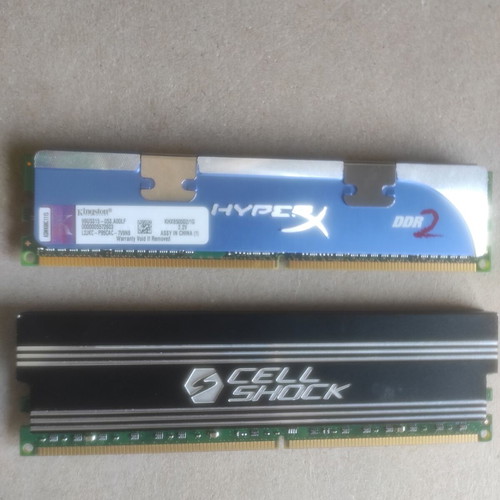 DDR2 RAM 2GB (2x1GB) 1066MHz PC2-8500 Kingston HyperX & Cellshock used with extra cooler