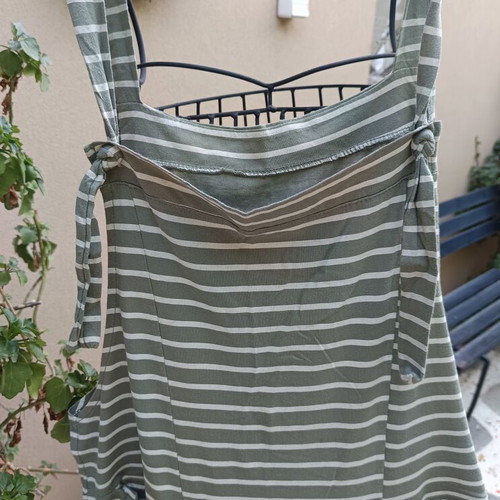 Striped Cotton Jumpsuit one size new with front pockets and adjustable straps