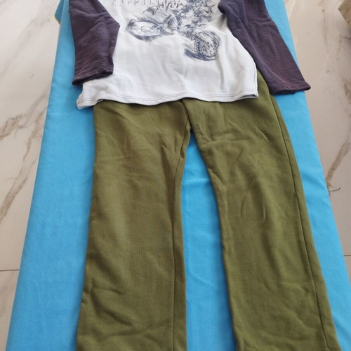 Boys' Clothing Set 5 Pieces Like New, Smart Olive Tracksuit & California Expert FunStrike Shirts