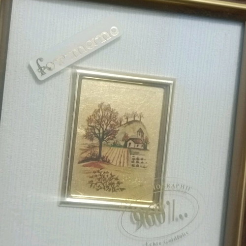 Painting with gold foil signature frame certificate like new