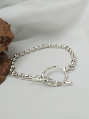 Χειροπέδα από ασήμι 925 ολοκαίνουργια με αλυσίδα ρολό 19cm