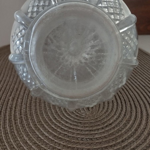 Carafe antique glass with decorative designs and original stopper, used