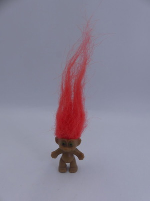 Vintage Ace Novelty Troll Doll 5" μεταχειρισμένο με πορτοκαλί μαλλιά και πράσινα μάτια
