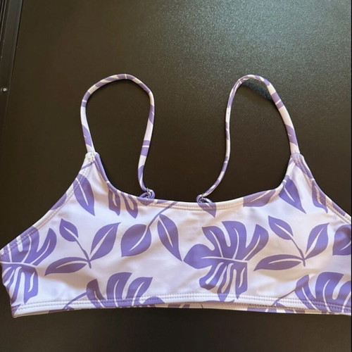 Shein leaf print bikini set new, white and purple