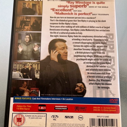 Ripley's Game DVD used with English subtitles