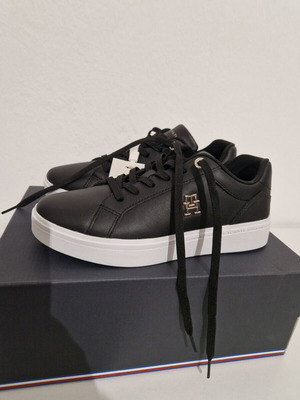Tommy Hilfiger TH Court sneakers καινούργια, μαύρα γνήσιο δέρμα
