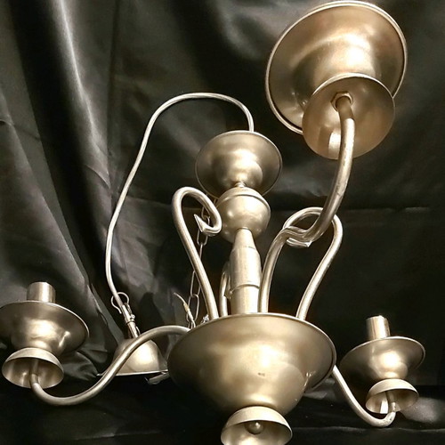 Ceiling light 3-light new, matte silver metal
