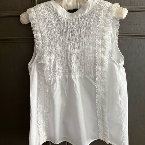 Zara sleeveless poplin top like new, white with lace details