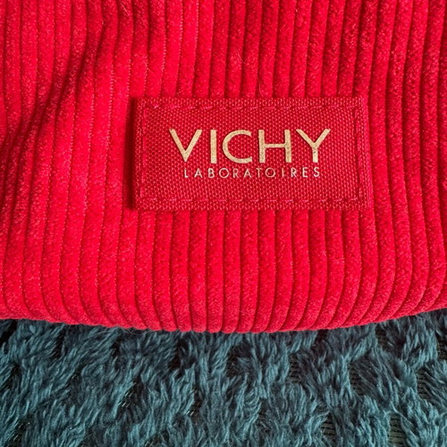 Vichy Liftactiv Supreme red corduroy travel pouch new 15 ml