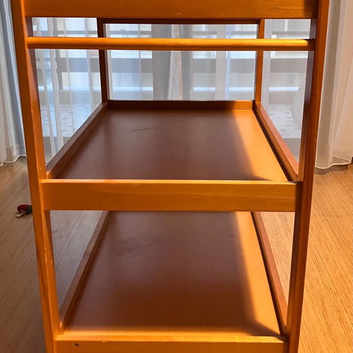 Wooden multipurpose changing table used with mattress