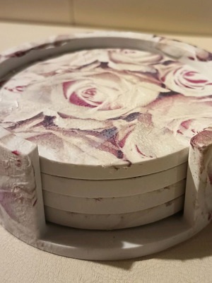 Handmade porcelain coasters with decoupage technique new