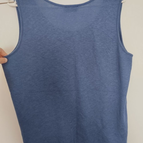 Paolo Todesco vintage sleeveless blouse blue linen new Medium Large