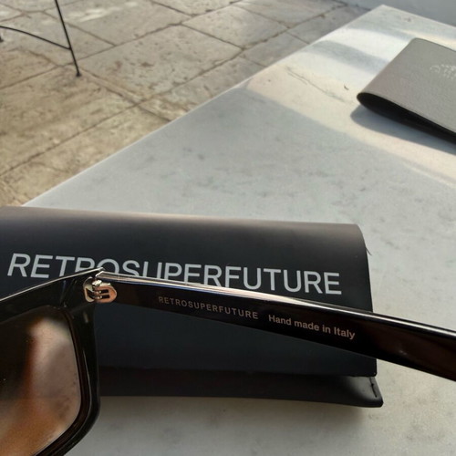 Retrosuperfuture Unisex Sunglasses with Black Acetate Frame and Brown Lens new