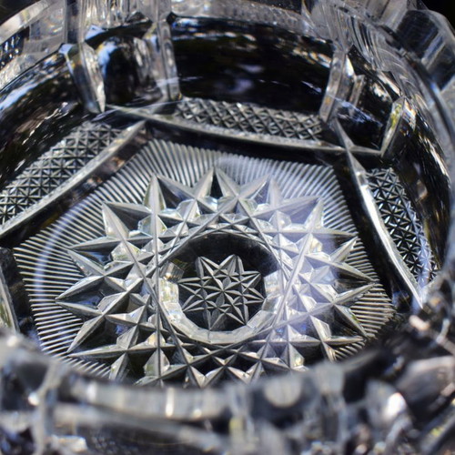 Bohemian Crystal Ashtray used, heavy handmade for cigars