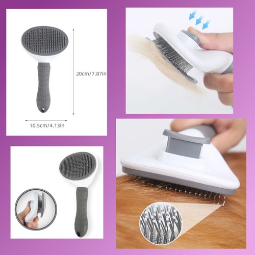 Self-cleaning pet brush new, for dogs and cats