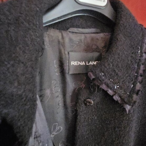 Regna Lange black jacket and Escada black satin blouse